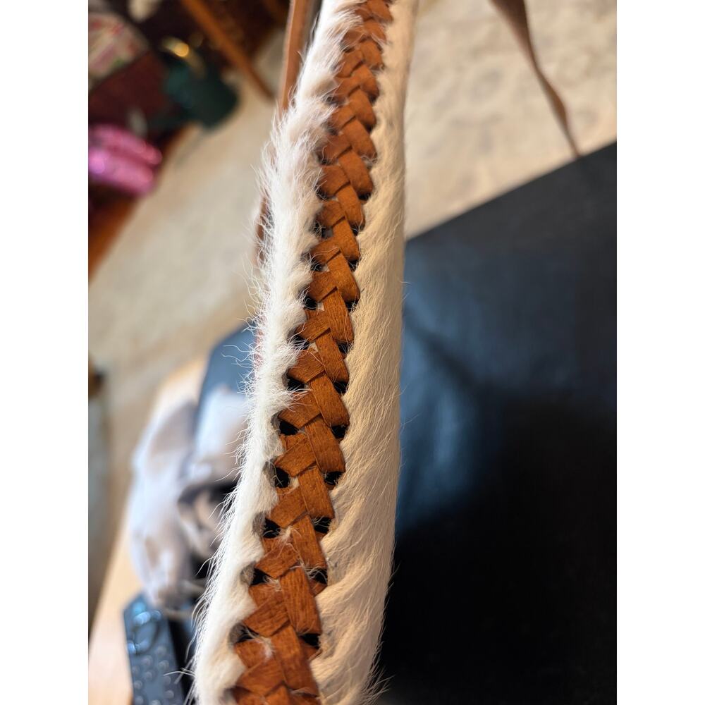 White Hair on Cowhide and Leather Crossbody Bag/Purse - Picture 11 of 14
